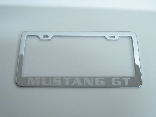 *mustang gt* mirror chromed metal license plate frame w/s.caps