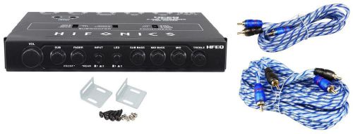 Hifonics hfeq 1/2 din 4-band equalizer with 9v line-driver + 17&#039; &amp; 6&#039; rca cables