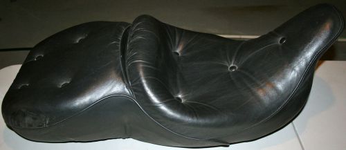 Used flt pillow style black seat damaged plastic base chrome mount tab (s-18)