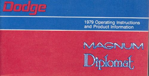 1979 dodge magnum original unissued owners manual mint