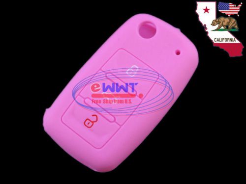 Us stock pink silicone soft case for vw 3-button remote folding flip key zxve038