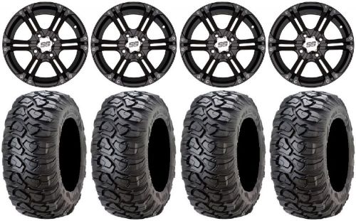 Itp ss212 black golf wheels 12&#034; 23x10-12 ultracross tires yamaha