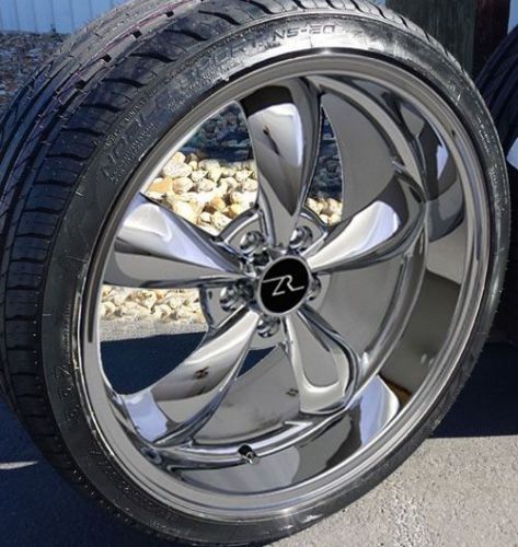 20&#034; chrome deep dish bullitt style wheels tires 20x8.5 20x10 5x114.3 rims 05-15