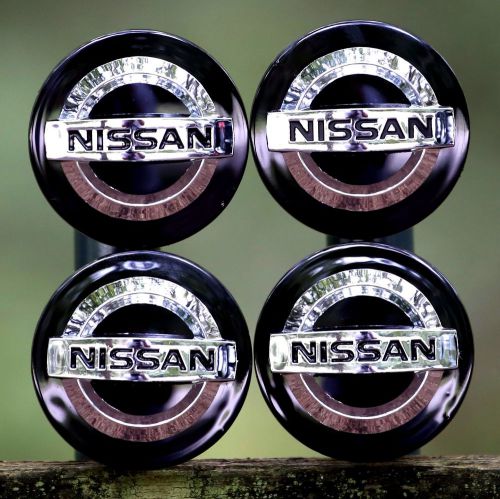 New nissan (set of 4) 54mm black base chrome logo wheel center caps wc4pc585