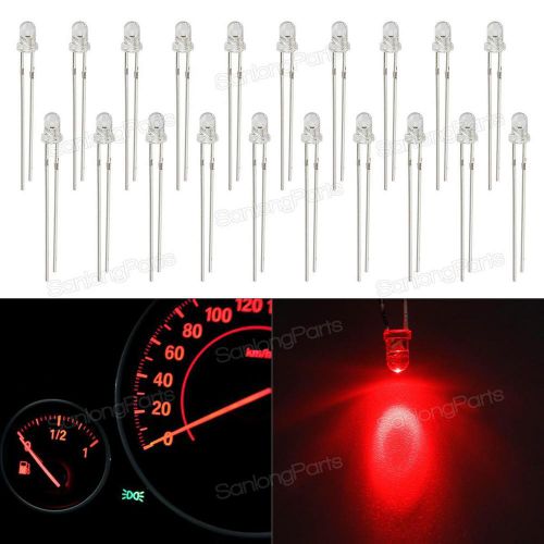 20x red 3mm mini bi-pin lamps emitting diode led dash indicator lights for honda