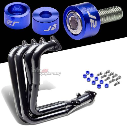 J2 for 94-01 dc2 b18c black exhaust manifold header+blue washer cup bolts