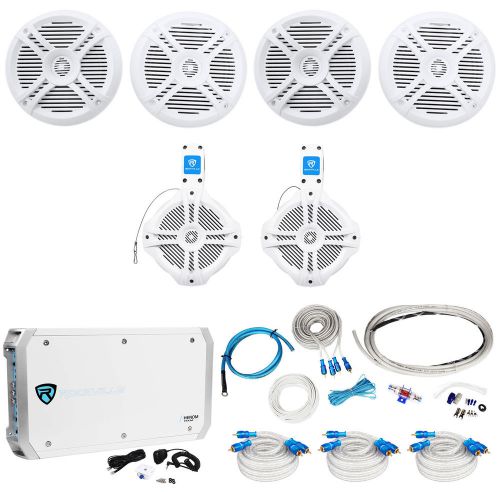 4) rockville rmsts65w 6.5&#034; 1600w marine boat speakers+2) wakeboards+amp+wire kit