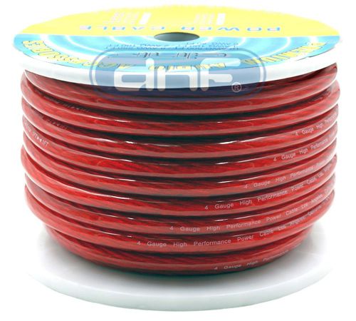 4 gauge 20 feet red see through power cable - free same day priority shipping!