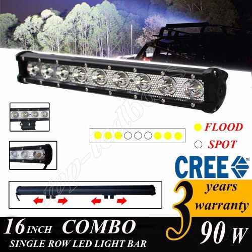 Single row 16inch 90w cree led driving work light bar offroad 4wd truck suv atv