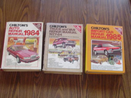 Lot of 3 thick chilton&#039;s auto truck import repair manuals 1977-1985 78 79 80 81