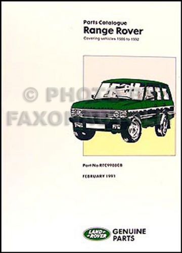 Range rover parts book 1991 1990 1989 1988 1987 1986 part catalog catalogue new