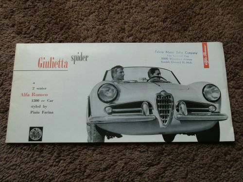 Alfa romeo giulietta spider dealer sales brochure 1955 1956 original oem