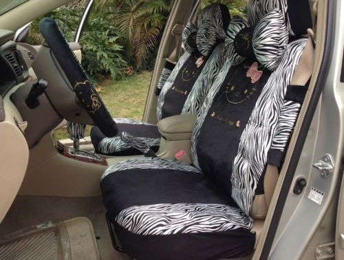 ** 18 piece black leopard hello kitty car seat covers **