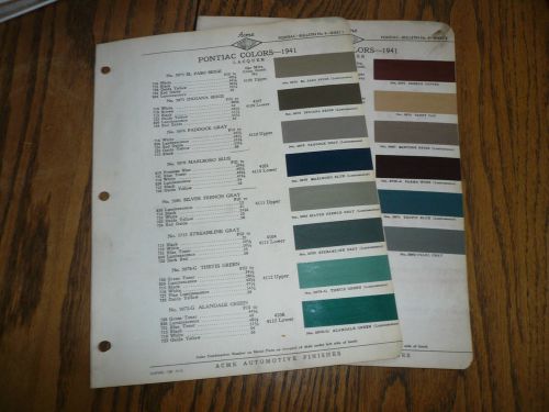 1941 pontiac acme proxlin color chip paint sample
