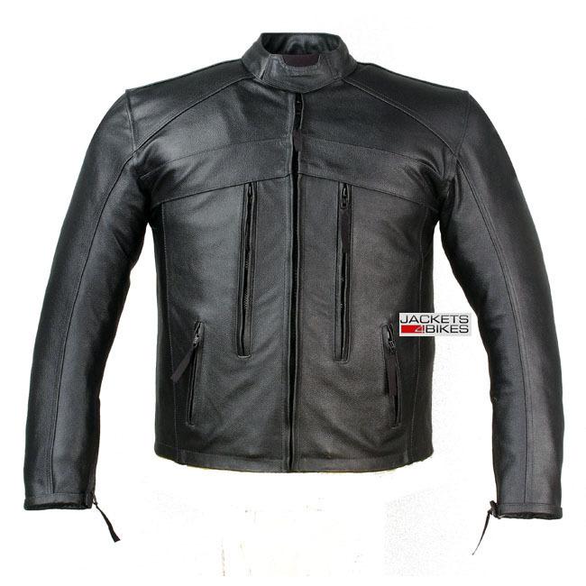Men motorcycle touring cruiser vented leather armor jacket xxl