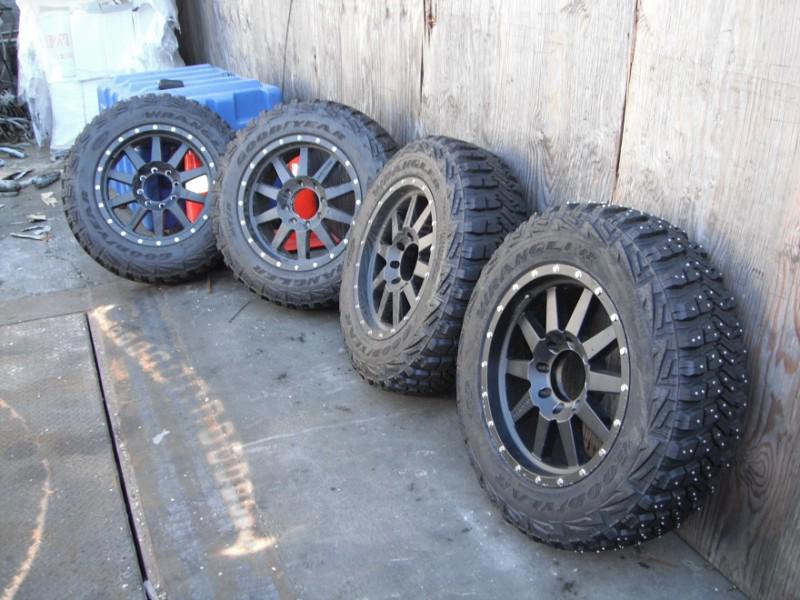 20" black method race wheels goodyear wrangler kevlar 275/65 r20 tires 6-ply