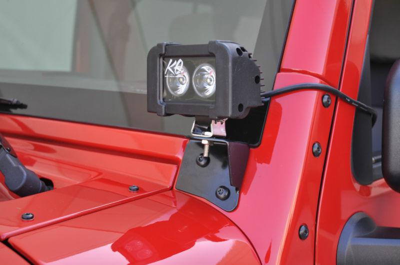 Hid led windshield lighting bracket jeep wrangler jk black hinge 2007-2013 jeep
