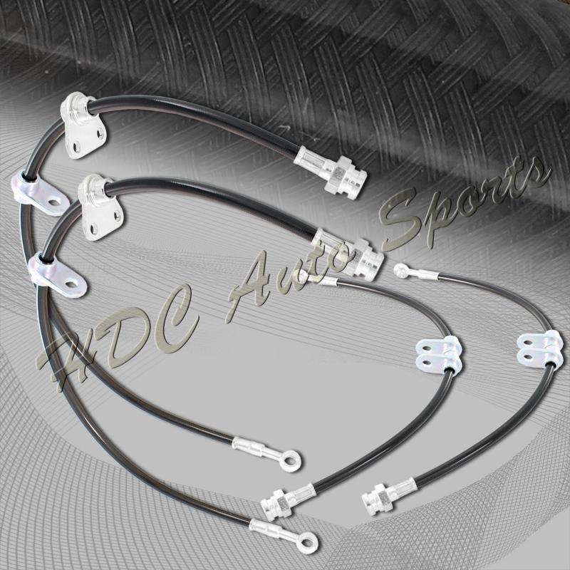 90-93 acura integra 1.8l front+rear stainless steel brake line hose kit - black