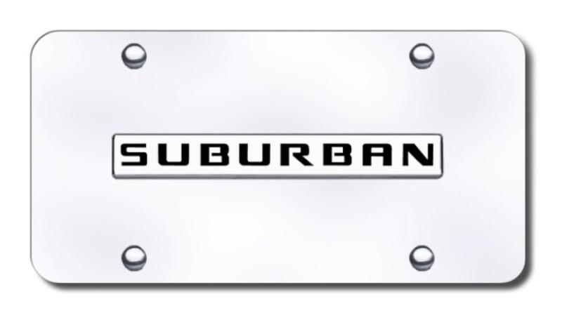 Gm suburban name chrome on chrome license plate made in usa genuine