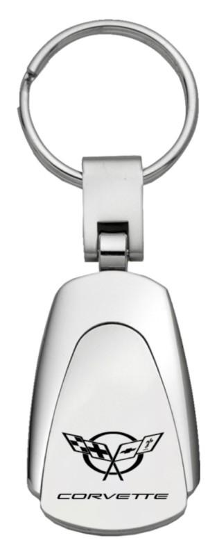Gm corvette c5 chrome teardrop keychain / key fob engraved in usa genuine