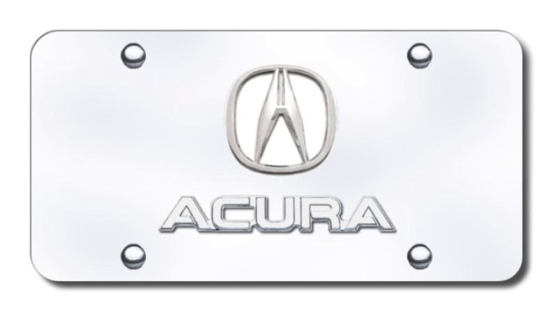 Acura dual acura "no fill" chrome on chrome license plate made in usa genuine
