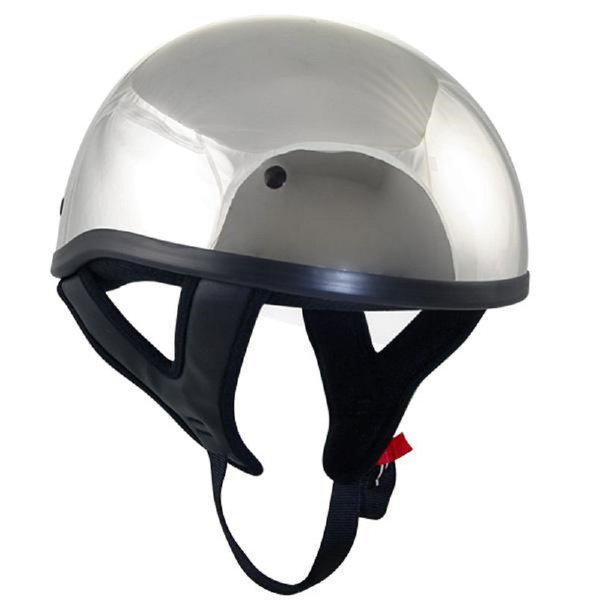 Dot outlaw chrome motorcycle skull cap half helmet xl & xxl