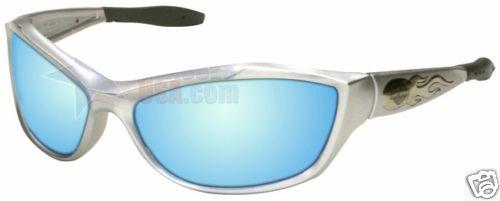 New! harley davidson flames sunglasses silv/ blue lens 