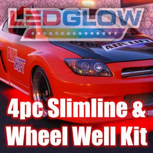 Red led underglow neon kit & 4pc wheel well lights