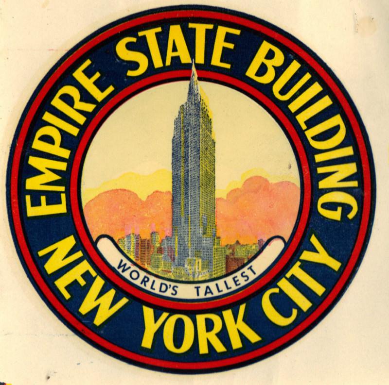 Vintage water decal new york city empire state building nyc car auto trailer old