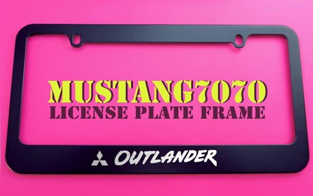 1 brand new mitsubishi outlander black metal license plate frame + screw caps