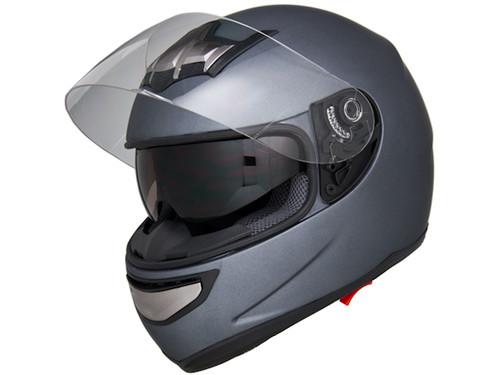 Snowmobile atv utv 4x4 - air pump helmet - full face - dual smoke sun visor - l
