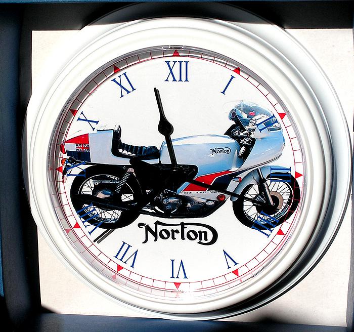 Vintage 1974 john player norton 750 commando, custom motorcycle wall clock