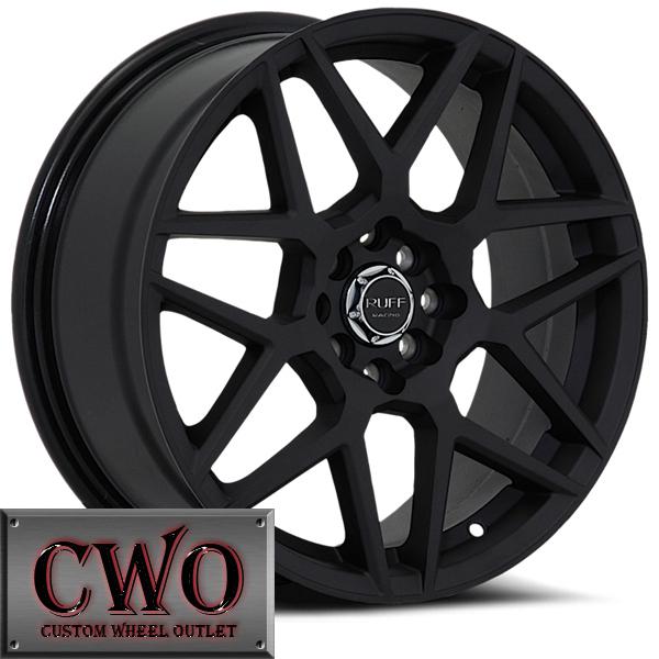 18 black ruff r351 wheels rims 4x100/4x114.3 4 lug civic integra accord
