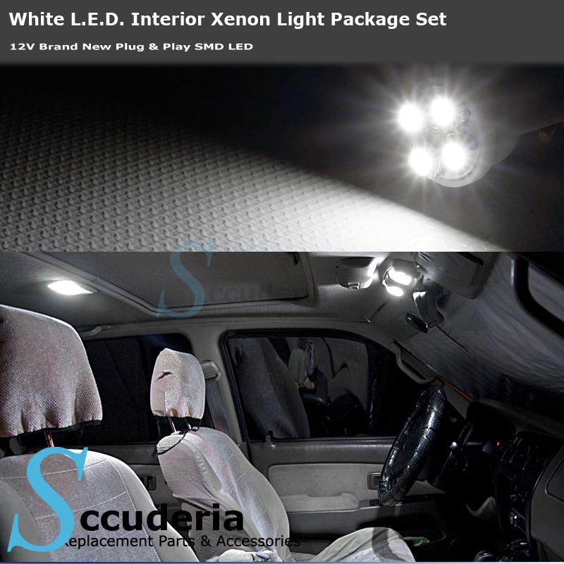 8 pieces xeon white hi power led interior package kit set 90-93 honda accord 4d