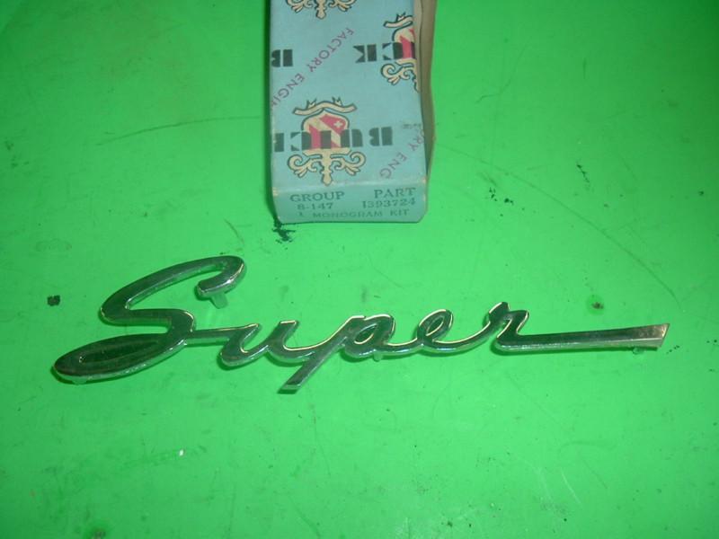 1940s-1950 buick "super" emblem #1393724  nos in box