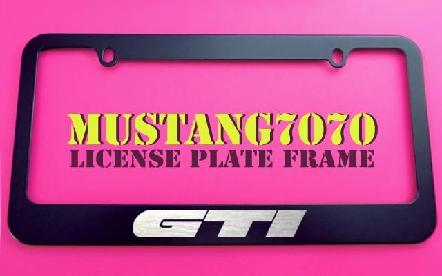 1 brand new volkswagen gti black metal license plate frame + screw caps