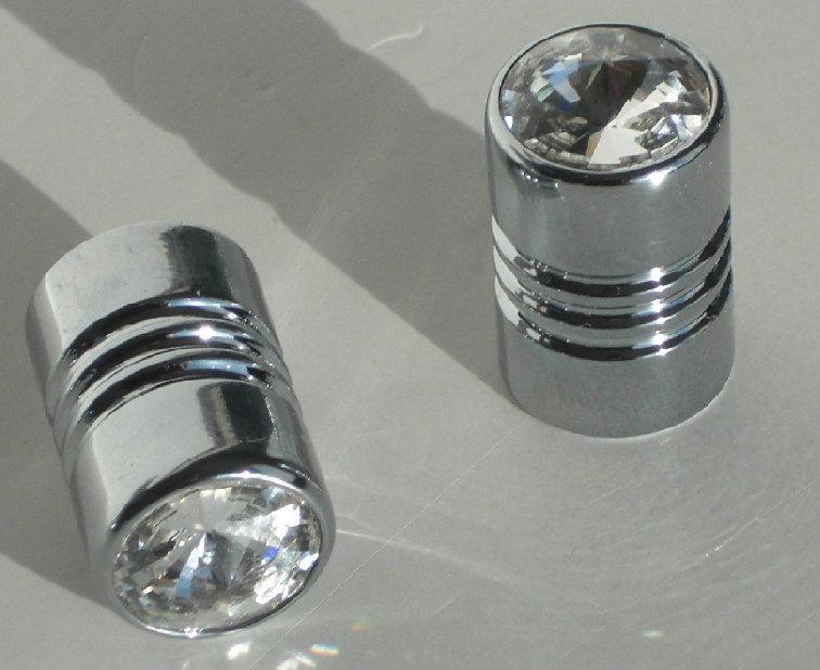 2 chrome & clear swarovski crystal gem valve caps for motorcycle chopper cruiser