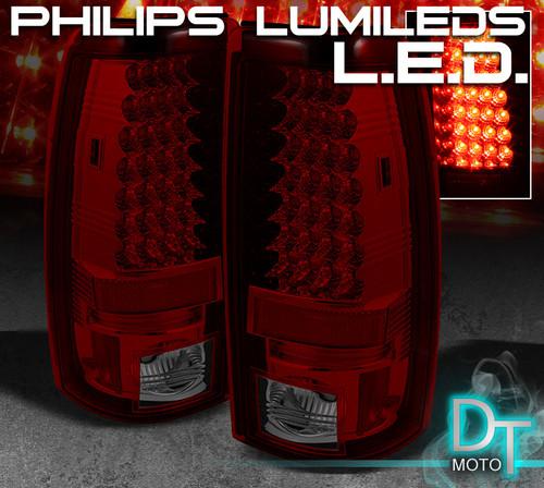 03-06 silverado sierra philips-led perform red smoked tail lights left+right