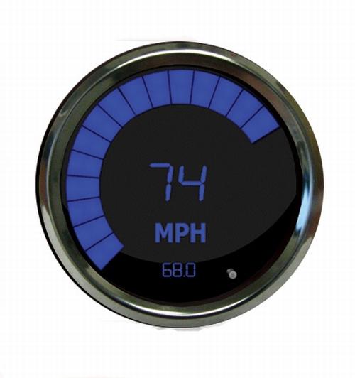 Digital speedometer with led sweep blue, chrome bezel intellitronix ms9222b usa