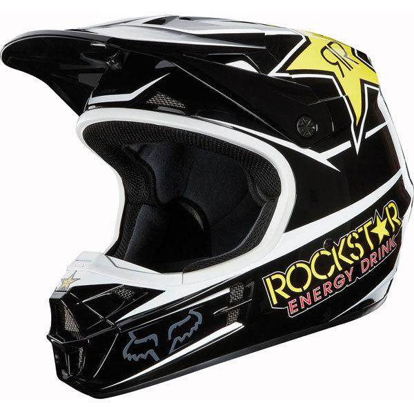 Black xl fox racing v1 rockstar helmet 2013 model