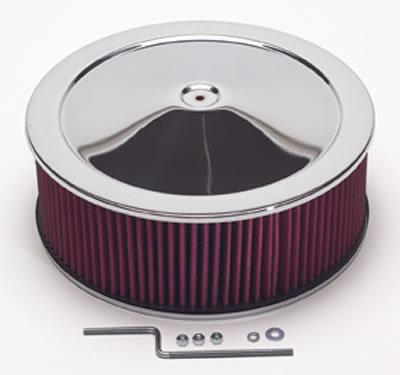 Summit racing chrome air cleaner with reusable filter 14" dia round 239452