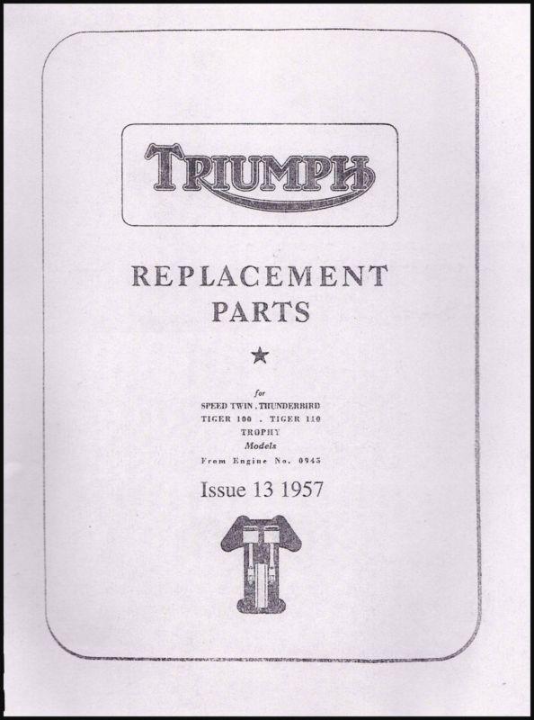 1957 triumph pre-unit 650 sdt frame parts book #13 pn# tbs-1867