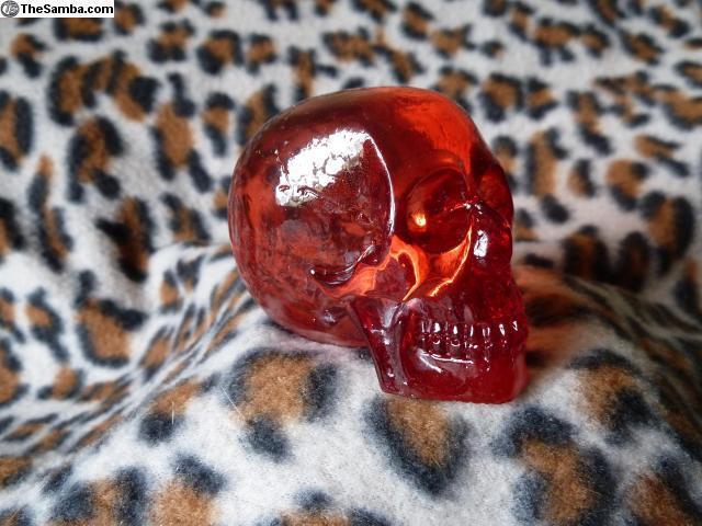 New red gear shift shifter knob crystal skull lever clear resin rat rod handle