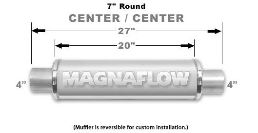 Magnaflow 12771 - 7" round ss diesel muffler  - 4" in/out - 20" body / 27" long