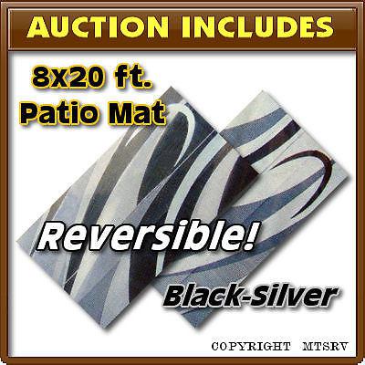 Mmi reversible patio mat 8x20 black-silver - rv trailer -z-
