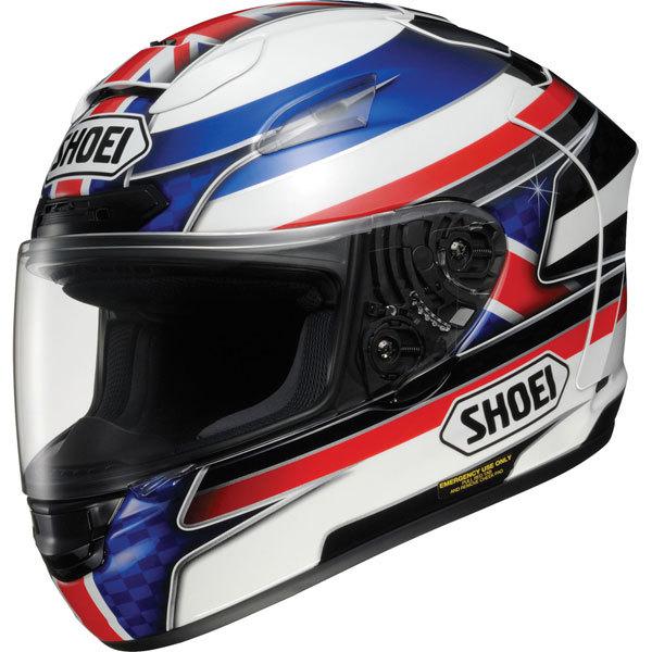 White/blue/red m shoei x-twelve reverb full face helmet