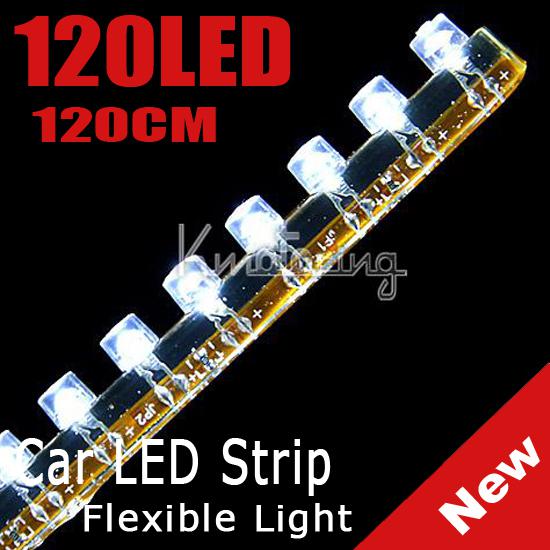 Super 120cm 120 led strip car auto flexible grill waterproof light lamp 12v pvc