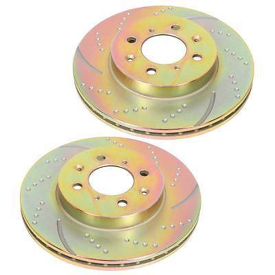 Ebc brake rotors slotted dimpled iron gold zinc front scion toyota xb rav4 pair