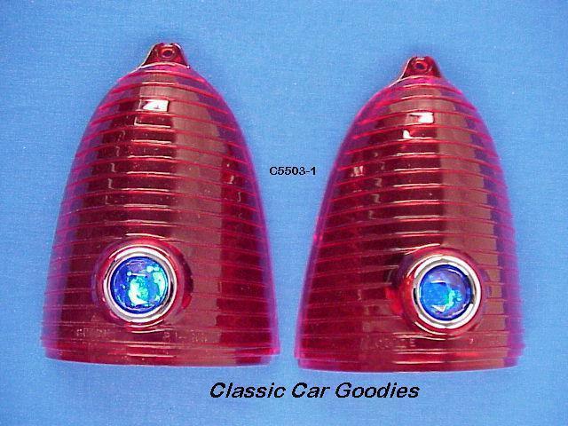 1955 chevy blue dot tail light lenses. new pair!