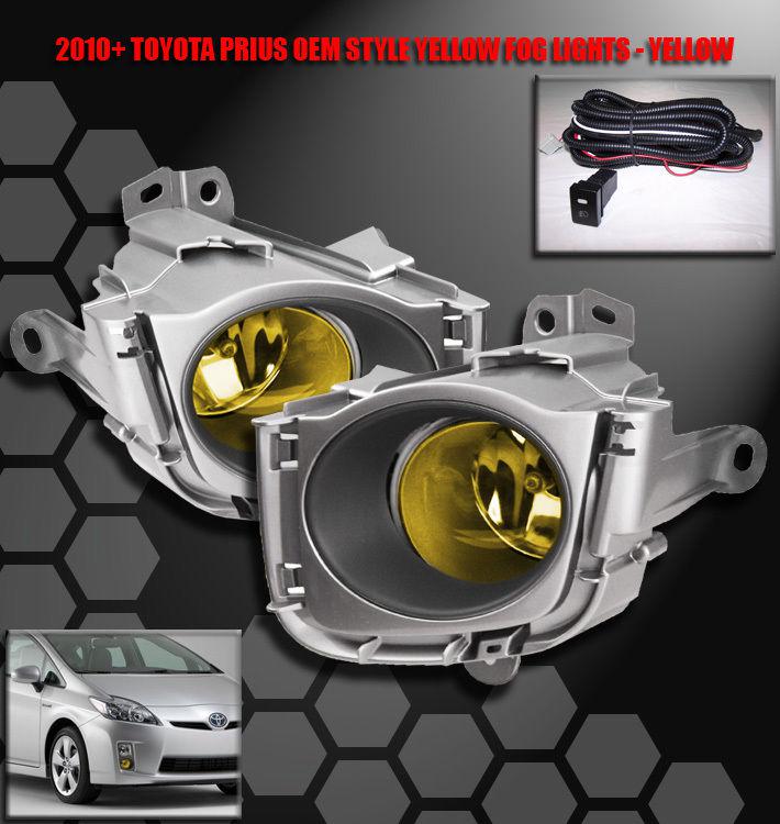 2010 2011 2012 toyota prius 4dr bumper driving jdm yellow fog lights lamp+switch